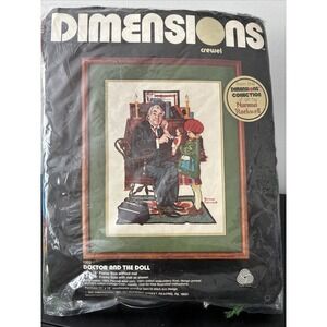 VTG 1981 Dimensions Crewel Doctor and the Doll Norm Rockwell #1202 New-open Pkg
